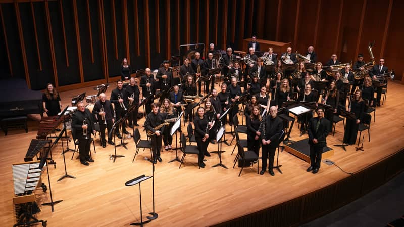 Hope College Concert Band standing on stage