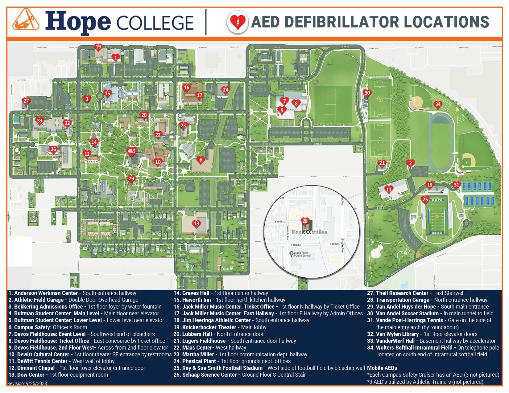 Hope College AED Locations